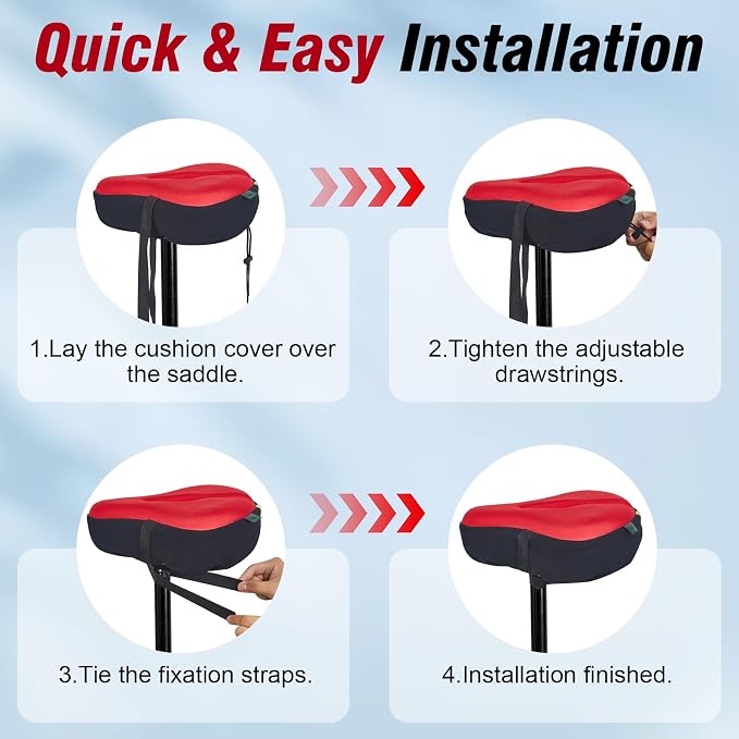 Zacro Bike Seat Cushion - Gel Padded Bike Seat Cover for Men Women Comfort, Extra Soft Exercise Bicycle Seat Compatible with Peloton, Outdoor & Indoor Bike Saddles - Image 5
