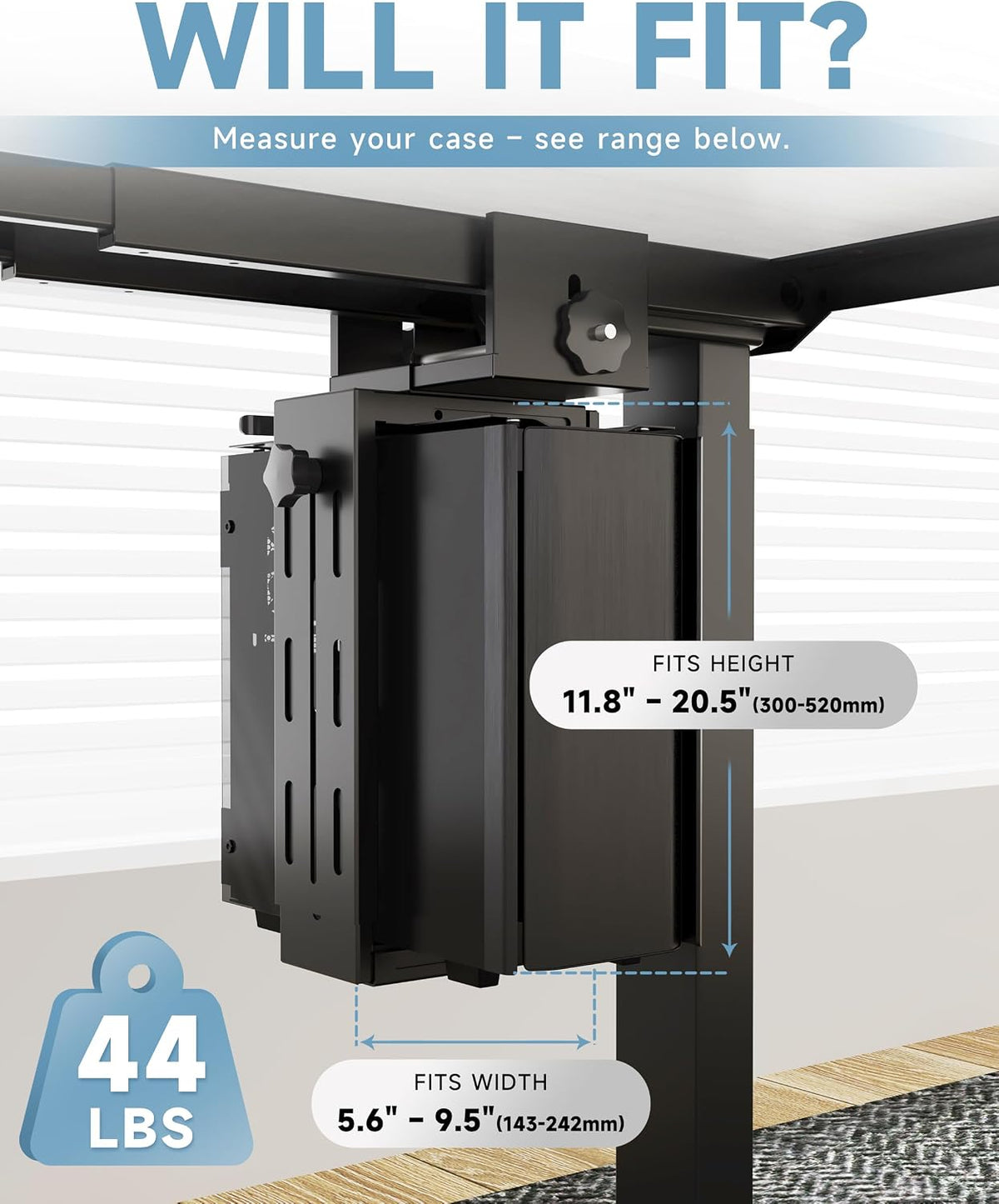 Under Desk PC Mount, No Drill Clamp On Computer Mount for Standing Desk - Image 3