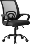 DUMOS Home Office Chair - Ergonomic Mid Back Mesh Desk Chair with Lumbar Support & Rocking Mode, Height Adjustable with Fixed Armrest, for Computer, Gaming, Meeting, 360° Swivel, Black by DumosLifestyle