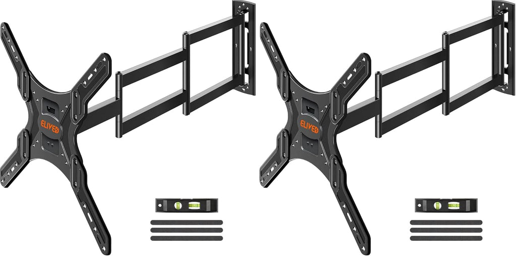 ELIVED Long Arm TV Wall Mount for Most 26-65 Inch TVs, 37.4 Inch Long Extension TV Mount Swivel and Tilt, Max VESA 400x400mm, Full Motion Wall Mount tv Bracket Holds up to 77 lbs. (Pack of 2) by ELIVED