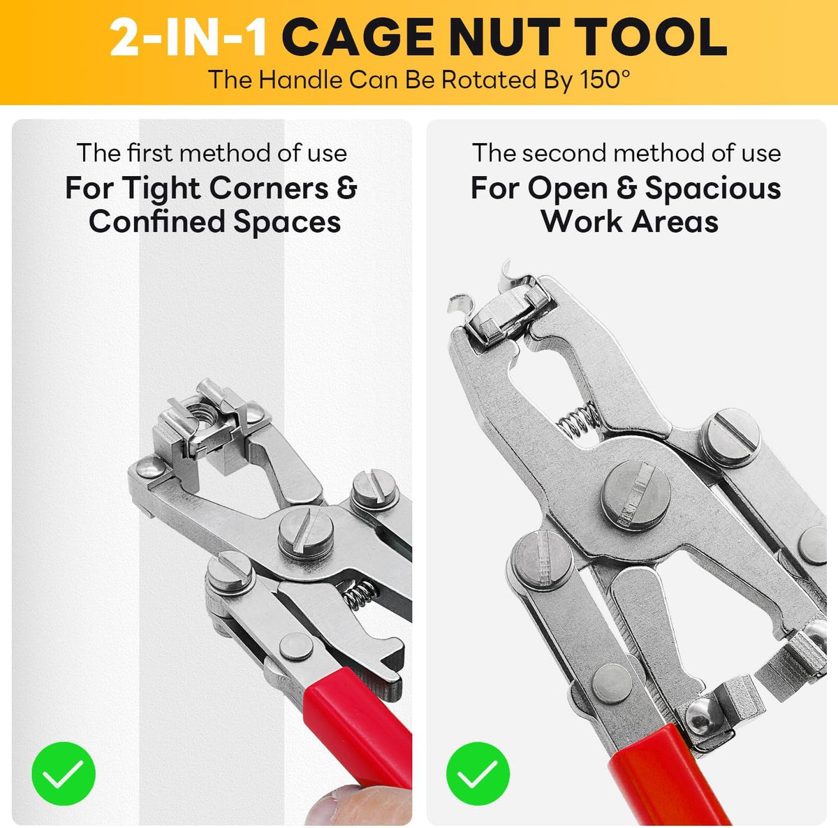 Rotable Cage Nut Tool and 10Sets Rack Screws, Cage Nut Installing/Removing Server Room Rack Side and Top, IT, Data Center, Cabinet, Server Shelves Fixing, Tool for Cage Nut of M4 M5 M6 M8 M10-(Red) - Image 2
