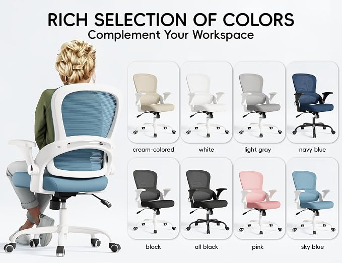 TRALT Office Chair - Ergonomic Office Chair with Back Support for Adults | Home Office Desk Chair with Lumbar Support - Ergonomic Mesh Chairs 330 lb Wide Seat for Work, Study, Office, Gaming(Blue) - Image 9