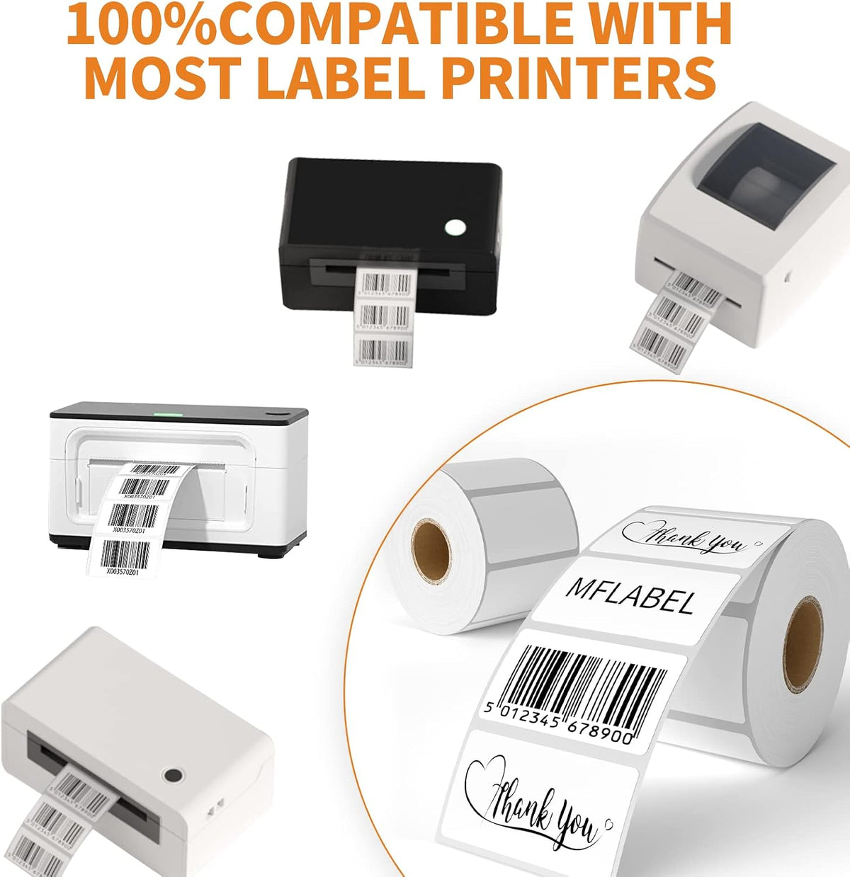 MFLABEL 12 Rolls Thermal Shipping Labels (12,000 Labels) - 2.25 x 1.25 Inch Direct Thermal Perforated Stickers for FBA, Barcode, SKU, Packaging – Compatible with Zebra, Rollo, Munbyn Thermal Printers - Image 4