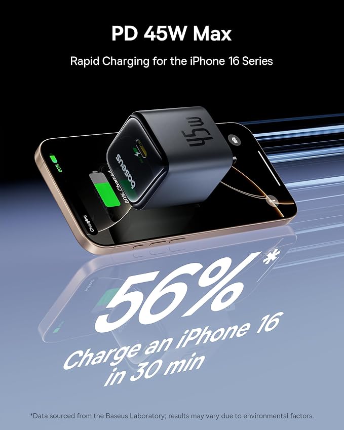 Baseus 45W USB C Charger Block, 2 Pack Fast Charger with USB-C Cable | USB C Brick Fast Charging Block for iPhone 17/16/15 Series, iPad, Galaxy S24 Ultra and More Series - Image 3