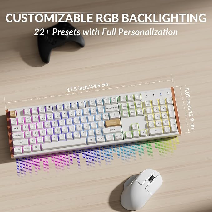 Keychron K10 HE Full-Size Hall Effect Keyboard Wireless, Rapid Trigger | Hot-Swappable Magnetic Switches Adjustable Actuation 2.4 GHz Bluetooth USB-C PBT Keycaps QMK Custom RGB Aluminum Wood Frame - Image 7