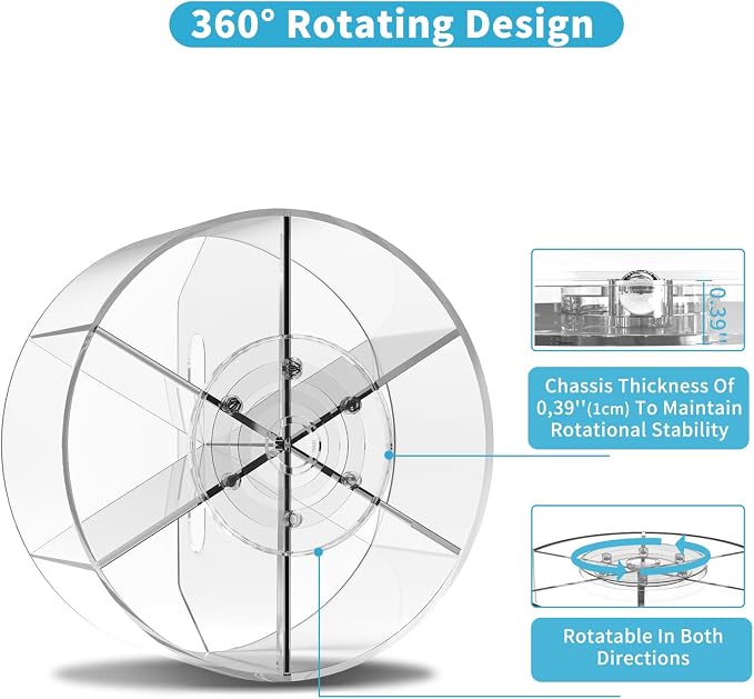 Rotating Markers Organizer for Kids, Acrylic Lazy Susan Organizers for Desks, 360 Degree Spinning Pencil Holders Pen Holders, Clear Arts and Crafts Organizer Storage, Art Supply Storage 6 Compartments - Image 7
