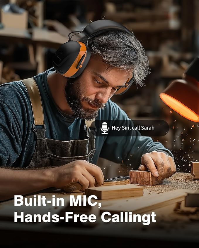 Qozybuds Bluetooth 6.0 Hearing Protection Headphones with 120H Working Time, 30dB SNR, Superior Stereo Sound Quality, Larger Buttons for Easy Operation, Safety Ear Muffs for Lawn Mowing, Workshops - Image 7