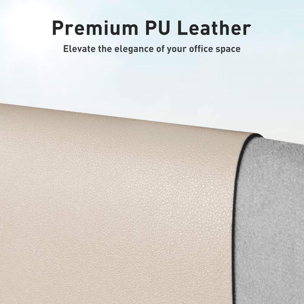Aothia Faux Leather Desk Mat – Large Mouse Pad, Non-Slip PU Leather Blotter, Waterproof Writing Surface for Office and Home (Eggshell, 47.2" x 23.6") - Image 2