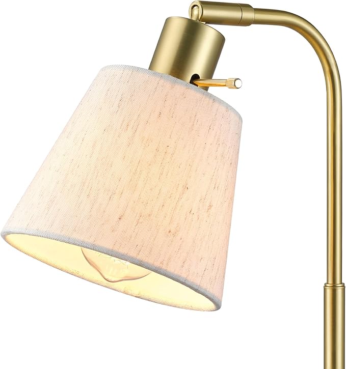 Globe Electric 61000057 16" Desk Lamp, Matte Brass Finish, White Shade, Adjustable Pivot Joint, Rotary Switch on Socket, Modern Lighting for Bedroom or Office, Indoor Lights, E26 Base - Image 7