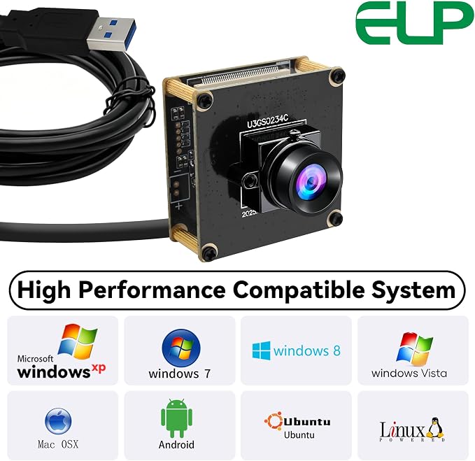 ELP High Speed 200FPS Global Shutter USB3.0 Camera Module Wide Angle 100° Webcam Board for Computer Mini UVC USB3.0/2.0 PC Camera Fast Frame 1200P 120fps Lightburn Cameras for Laser AR0234 Webcamera - Image 8