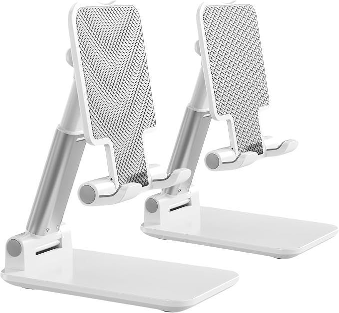 2 Pcs MT-6 Cell Phone Holder, Adjustable Angle and Height, Anti-Slip Silicone Pad, Foldable and Portable, Compatible with 4-8 Inch Devices by OGMAPLE