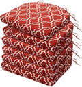 HARBOREST Outdoor Chair Cushions Set of 6, Water Resistant Patio Chair Cushions with Ties, Outdoor Seat Cushions for Patio Furniture, 17"x16"x2", Wine Red Geometry by HARBOREST