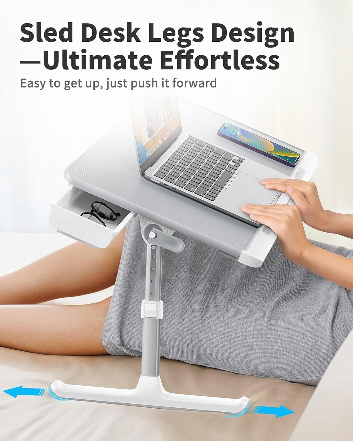 SAIJI Laptop Bed Tray Table - Adjustable Lap Desk for Couch (Gray) - Image 5