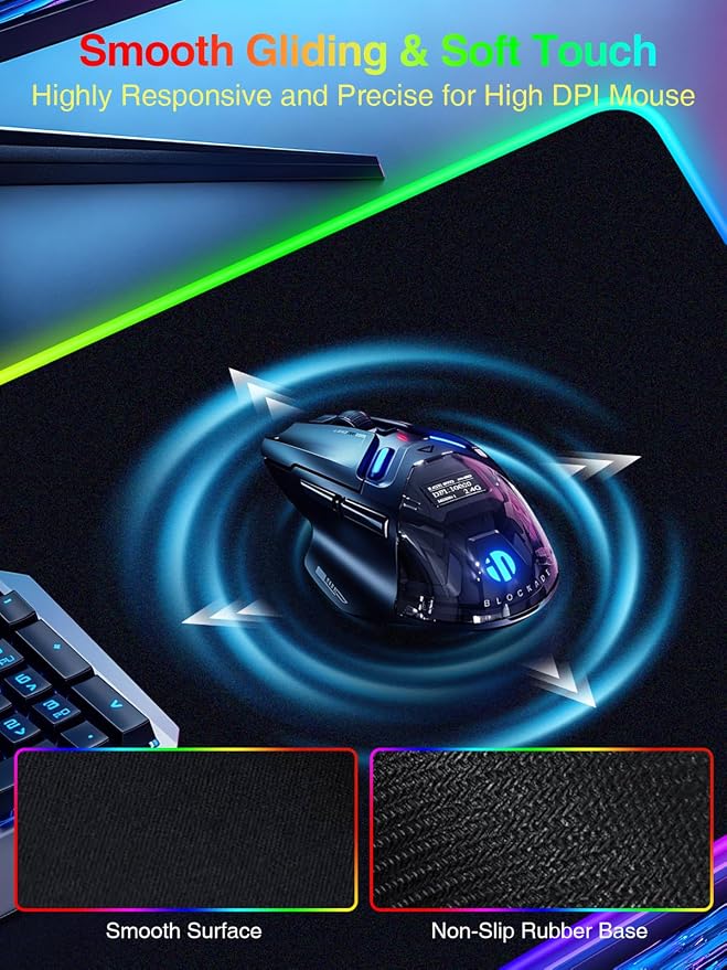 Wireless Charging Mouse Pad with Magnetic Phone Stand, 31.5"x15.8" Large | Gaming Mousepad RGB Desk Mat, Smooth Glide, Stitched Edge, Non-Slip Rubber Base, Waterproof Keyboard Mat, No Adatper - Image 7