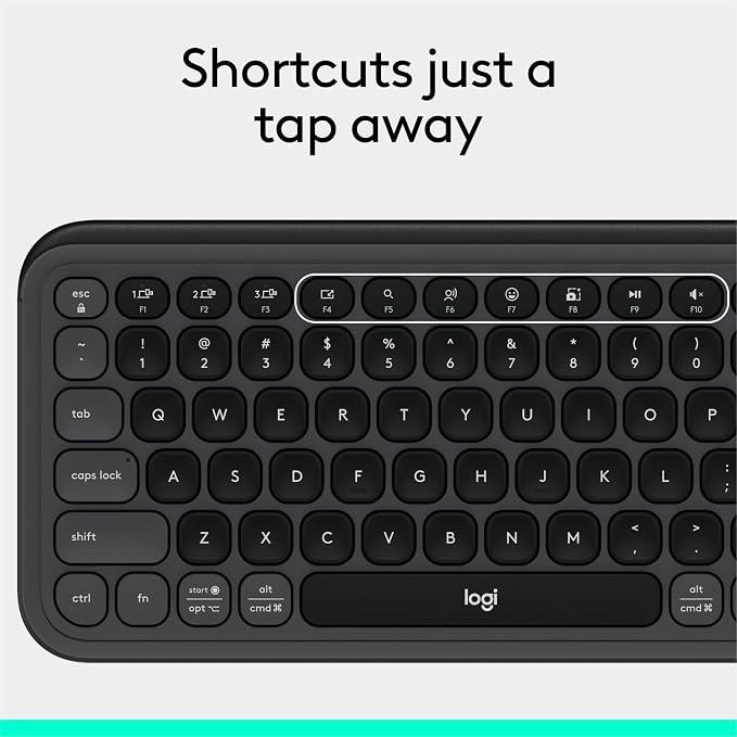 Logitech POP ICON Keys Wireless Bluetooth Keyboard - Graphite and White | Comfortable typing, programmable keys, easy-switch for up to 3 devices, for laptop, tablet, and PC - Image 9