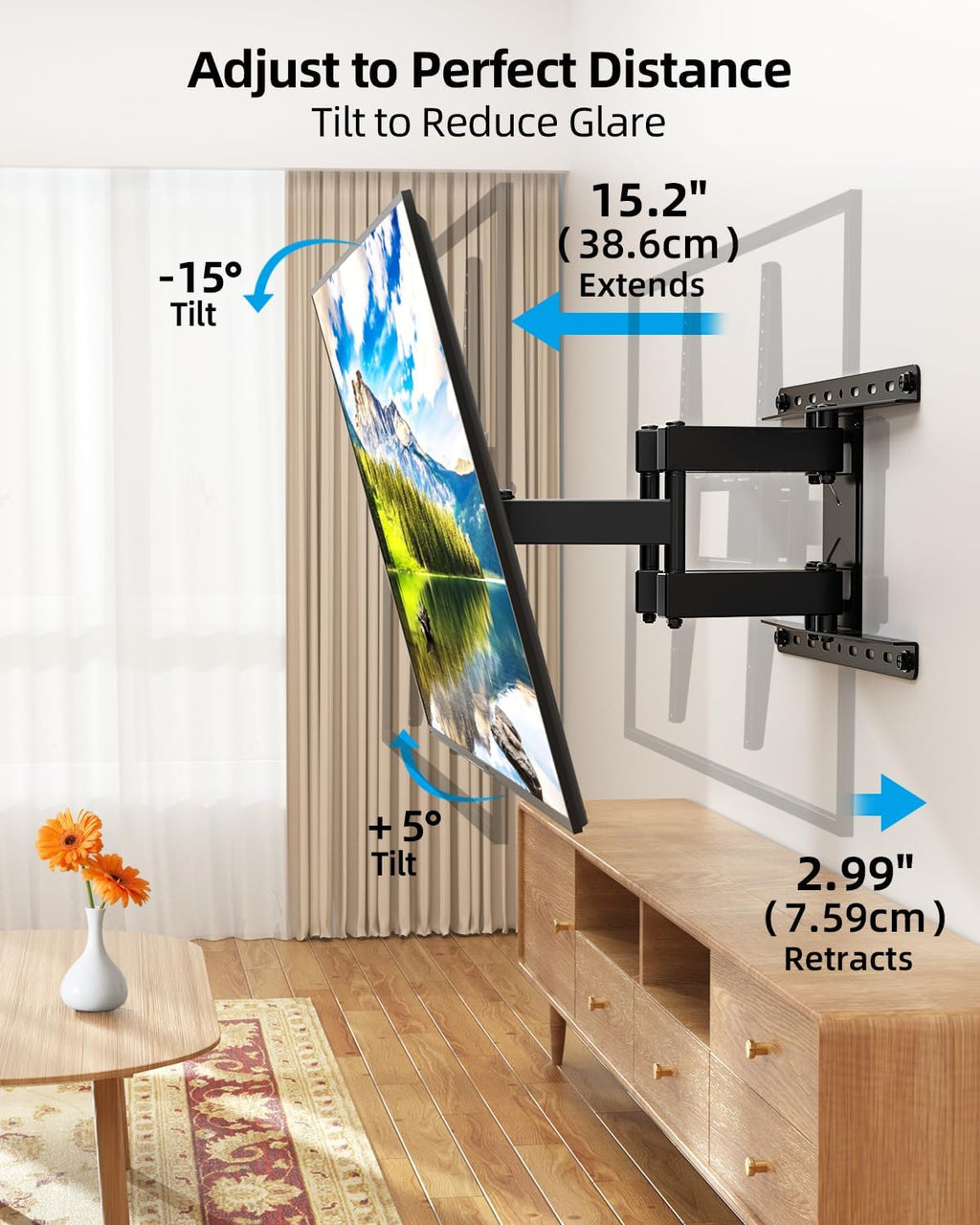 HOME VISION Full Motion TV Mount Soundbar Bundle for 26-70" TVs, 132 lbs - Image 7