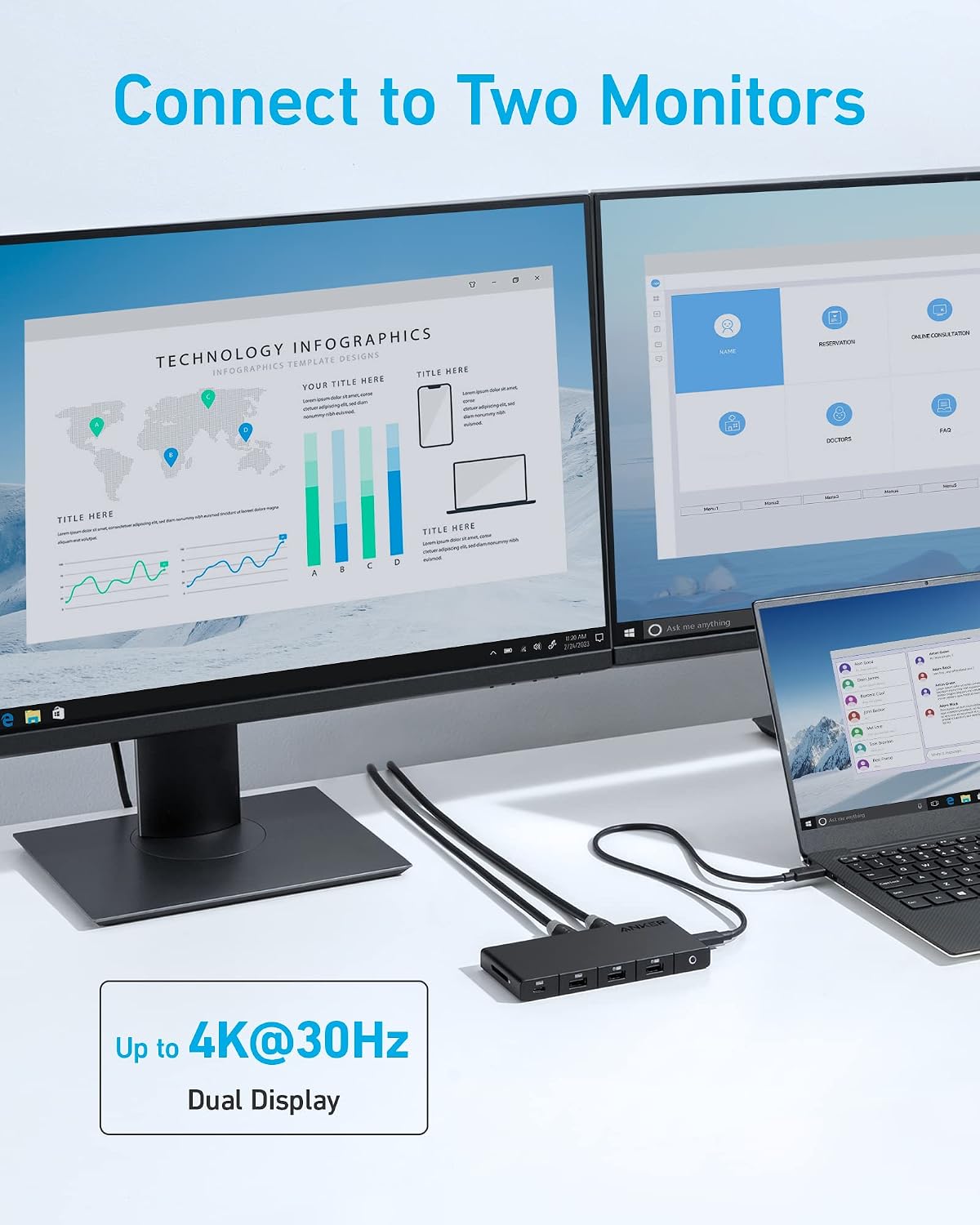 Anker USB-C Hub, 10-in-1 USB Hub, Dual Display with Dual 4K HDMI Ports - Image 3