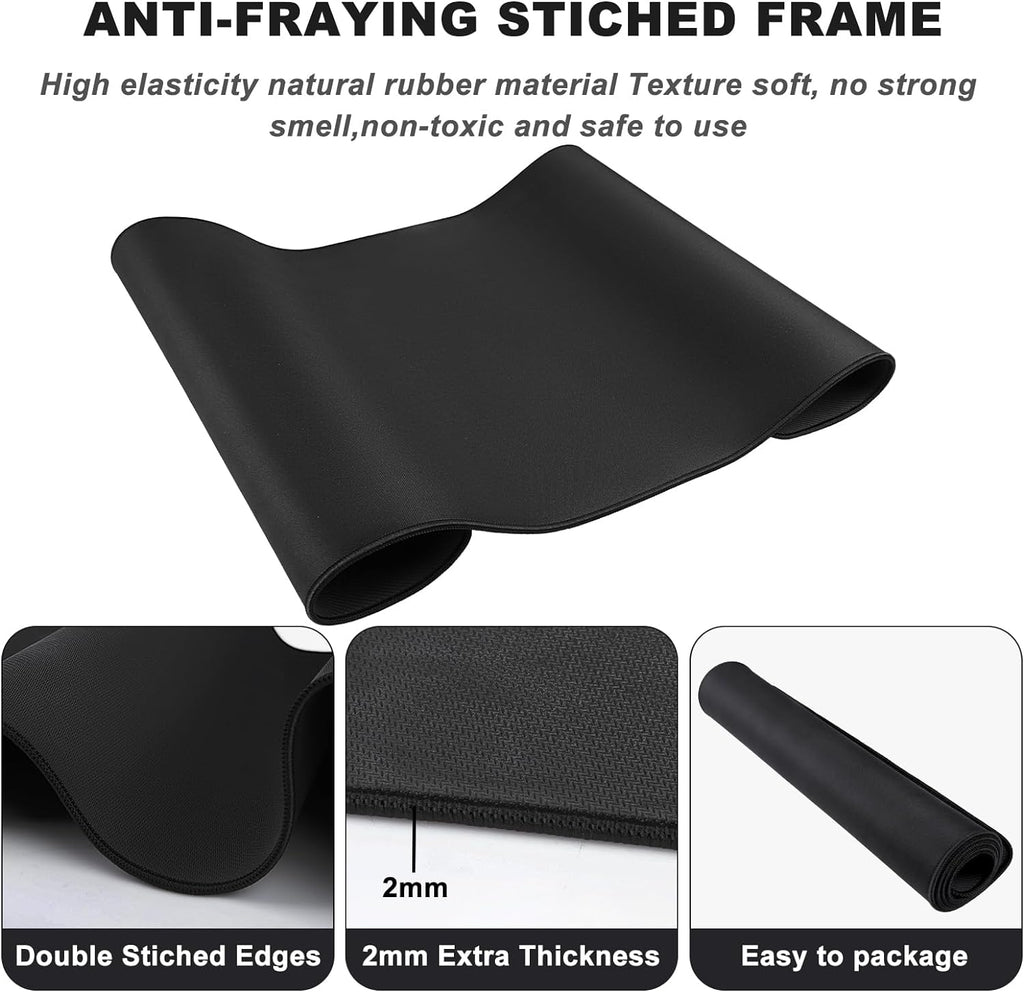 31.5" x 15.7" Waterproof Fabric Desk Pad Large Mouse Pad Office Game, Black - Image 3