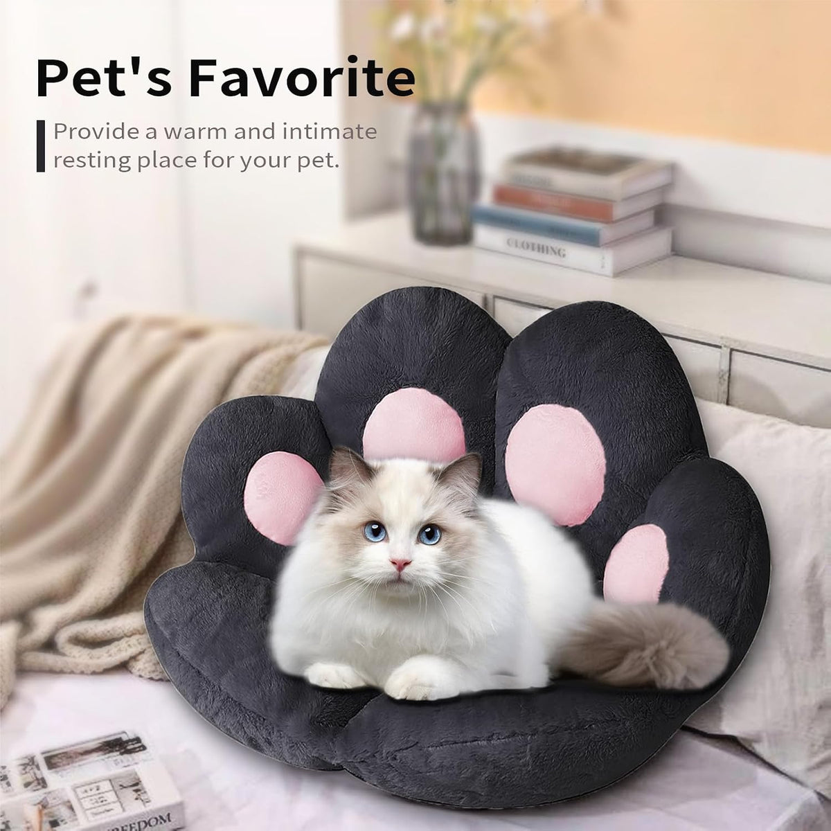 Ditucu Cat Paw Cushion Kawaii Chair Cushions 31.4 x 27.5 inch Cute Stuff Seat Pad Comfy Lazy Sofa Office Floor Pillow for Gaming Chairs Room Decor Black - Image 6