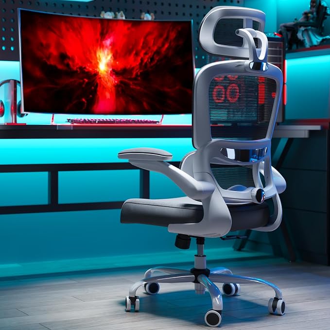 TRALT Office Chair Ergonomic Desk Chair - Gaming Chair with Lumbar Support (6, White) | 330 LBS Home Office Desk Chairs with Headrest, Reading Chair with Flip-up Armrests, Comfortable Computer Chairs (6, White) - Image 9