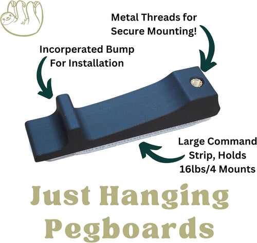 'Just Hanging Pegboards' Pegboard Wall Mounting Hardware, Compatible with IKEA SKADIS, Compatible with Command Strips. No Wall Holes Required. Pegboard Screws not Included. (Matte Black) - Image 2