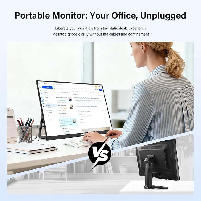 InnoView Large Portable Monitor 23.8inch FHD 1080P 144Hz USB-C, HDMI Computer Display HDR 100% sRGB IPS Gaming Monitor W/180°Adjustable DC Eyes Care Stand for Laptop PC MAC Phone PS4 Xbox Switch - Image 8