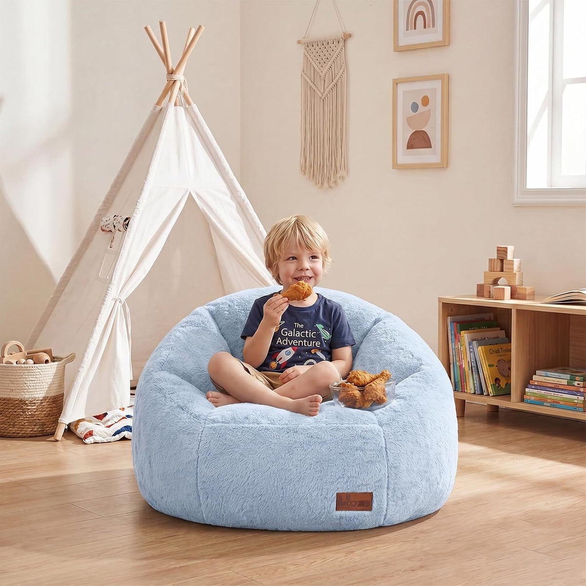 Bean Bag Chair for Kids, Cozy Fluffy Beanbag Chairs with Filler for Teens and Kids, Floor Lazy Sofa for Living Room, Gaming & Reading(S-Light Blue) - Image 11