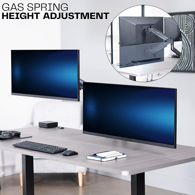 VIVO Heavy Duty Dual Ultra-Wide Monitor Tension Arm, Up to 45 inch Screens, Holds 44 lbs per Arm, Premium Desk Mount Monitor Stand for 2 Ultrawides, Black, STAND-V200V - Image 5