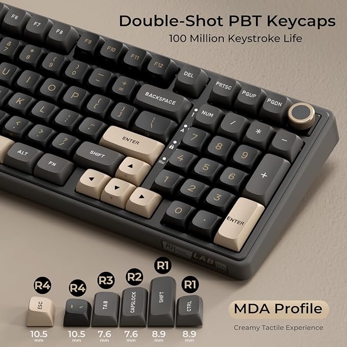 RK ROYAL KLUDGE R98 Pro Wired Mechanical Keyboard, 96% Creamy Gaming Keyboard RGB Backlit with Number Pad and Volume Knob, Gasket Mount, MDA Profile PBT Keycaps, Hot Swappable Pre-lubed Linear Switch - Image 4