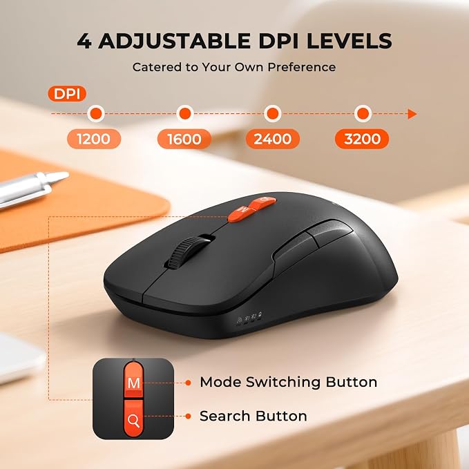 MEETION Ergonomic Split Keyboard and Mouse Combo, Bluetooth Wireless | Full-size keyboard with multi-device, adjustable 4 DPI mouse, designed for comfortable use with PC, laptop, tablet and Mac - Image 7