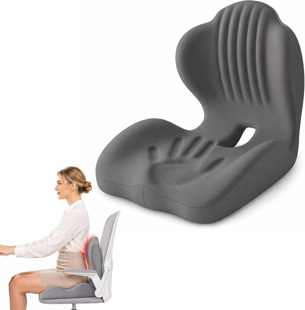 Ergonomic Seat Cushion with Lumbar Support, Memory Foam（Grey） by TWEJMZU