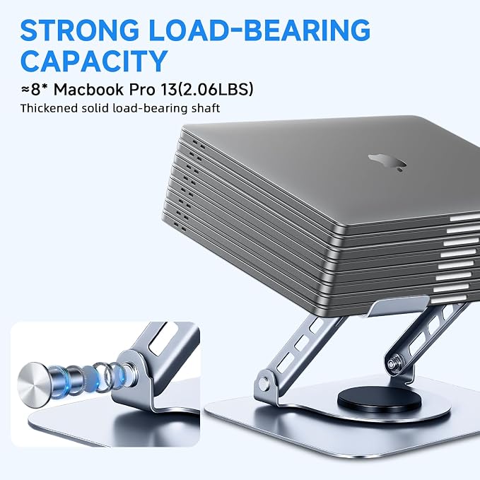 Leeboom 360° Rotating Laptop Stand, Aluminum Riser with Ergonomic Design | Adjustable ergonomic laptop holder fits 10–15.6-inch notebooks. Compatible with MacBook Air, Pro, Dell, HP, & Lenovo laptops - Image 5