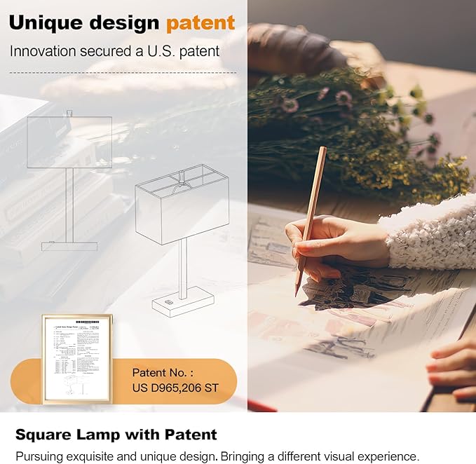 21" Touch Bedside lamps with 2 USB & AC Outlets, 3-Way Dimmable Bedside Table Lamps Set of 2 for Bedroom Living Room Office Reading, Gray Shade Lamps for Night Stands, 5000K LED Bulbs Included - Image 7