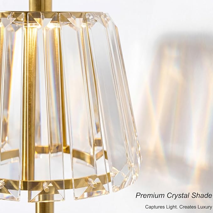 13" Small Crystal Cordless Table Lamp, Touch Rechargeable Desk Lamps | 3 Color Temps, Stepless Dimming, Gold Portable Battery Operated LED Table Lamp for Bedside, Nightstand, Kitchen, Patio, Decor - Image 6