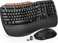 Ergonomic Wireless Keyboard and Mouse Combo, 2.4G Full Size Wave Key Board with Cushioned Palm Rest, Natural Typing, 3 DPI Adjustable Mouse, USB-A & C for Computer/Laptop/Mac/Tablet - Sablute MA31 | Memory Foam Leather Wrist Rest, Stable 2.4GHz Wireles... by SABLUTE