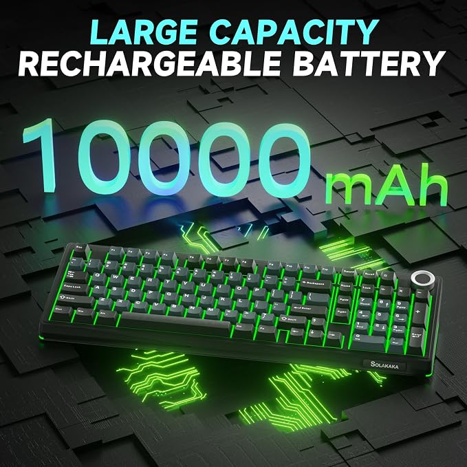 SOLAKAKA KI99 Pro Wireless Mechanical Keyboard with Quiet Switch, Hot Swappable Pre-Lubed Switches with RGB Backlit, Gasket Structure Computer Gaming Keyboard (BlackBlue, Silent Switch) - Image 7