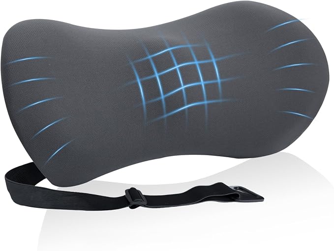 Lumbar Support Pillow for Office Chair and Car Seat, Lumbar Pillow with Adjustable Strap, Memory Foam Back Pillow for Lower Back Pain Relief, Back Support Pillow for Sitting, Driving, Traveling by FOUSUPDT