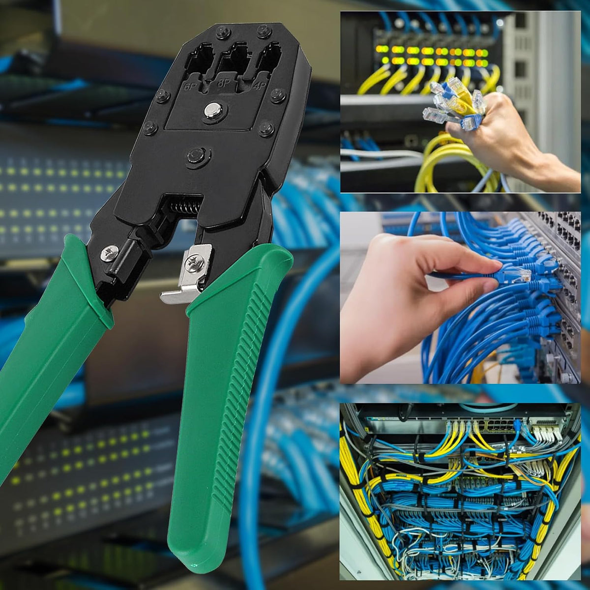 RJ45 Cable Plier and Crimp Tool Kit Pass Through Ethernet Crimper for 8P8C 6P4C 4P4C 4P2C Connectors Crimper Pliers with Cable Tester Etrhernet Crimper Tool for Network and Telephone Cables - Image 7