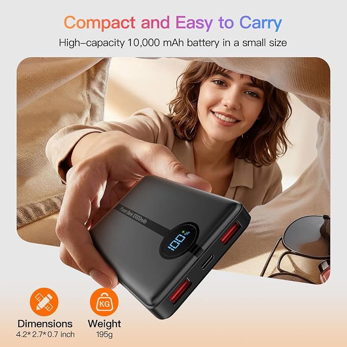 for MagSafe Power Bank 10000mAh,Ultra-Slim Magnetic Portable Charger | 20W USB-C Power Delivery,LED Display,Travel Essential for Magsafe Battery Pack Compatible with iPhone 17-12 Series - Image 9