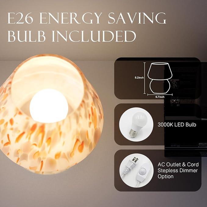 Mushroom Lamp Small Lamp Table Lamp for Bedroom, Desk Bedside Lamps for Living Room,Mushroom Decor Cute Mini Modern Mid Century Lamps for Night Stands,Aesthetic Home Deco (Flame Amber) - Image 6