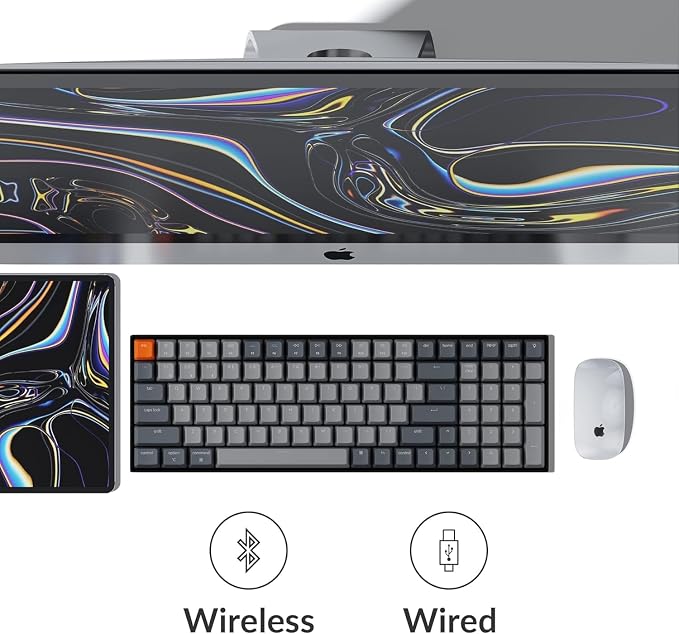 Keychron K4 96% Layout 100 Keys Wireless Bluetooth 5.1/Wired USB Mechanical Gaming Keyboard with Keychron Super Brown Switch White LED Backlight N-Key Rollover for Mac Windows PC-Version 2 - Image 2