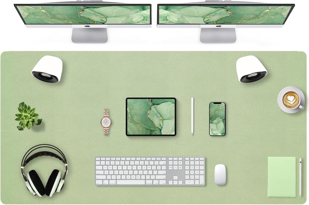 47.2" x 24" Large Desk Mat, Leather Desk Mat, Large Mouse Pad + Keyboard Pad, Non-Slip Desk Mat Protector for Office, Home - Green by Bloss