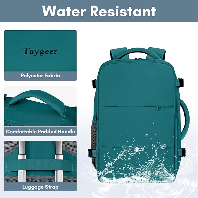 Taygeer Laptop Backpack, Carry On Backpack with 17.3inch Laptop Compartment | Airline Approved TSA Friendly Backpacks for Nursing Doctor Business Travel, Travel Daypack for Work Essentials, Peacock Blue - Image 7