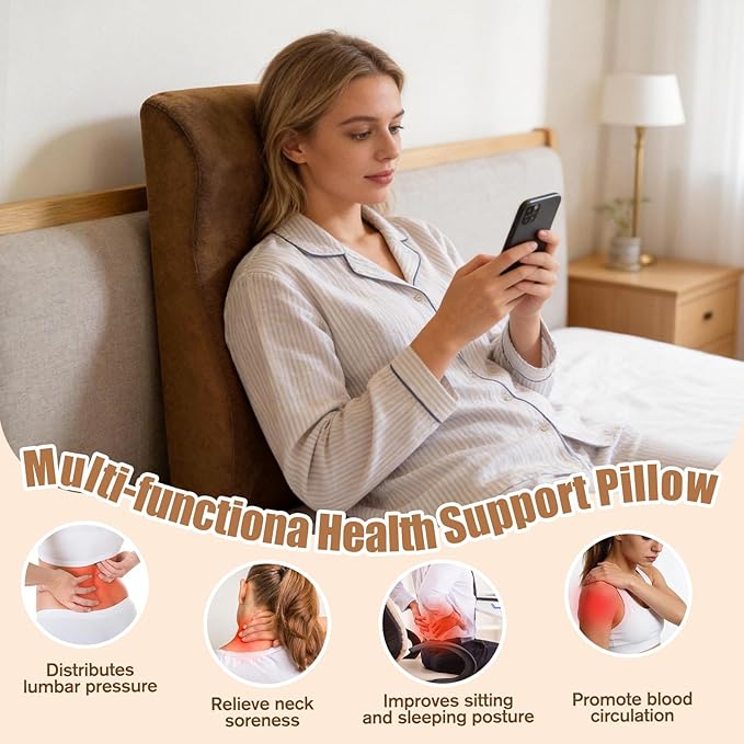 Recliner Neck and Lumbar Support Pillow, 2 in 1 Ergonomic Foam Cushion with Anti-Slip Backing & Adjustable Straps for Chair, Sofa, or Glider - Image 5
