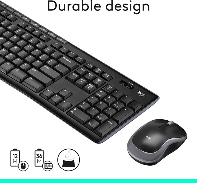 Logitech MK270 Full Size Wireless Keyboard and Mouse Combo - Black - Image 6