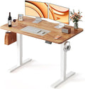 FEZIBO 48 x 24 Inchs Electric Standing Desk, Height Adjustable, Sit Stand Up, Computer Office Desk with Splice Board, White Frame/Light Rustic Top | Sit and Stand Up Adjustable Desk, Home Office Computer Desk with 3 Customizable Memory Presets by FEZIBO