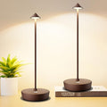 Set of 2 Cordless Rechargeable Led Table Lamp Battery Operated Light Rust | 6000mAh Touch 3 Color Dimming Portable Metal Outdoor Waterproof Light for Patio/Restaurant/Dining/Home by Tpczqj