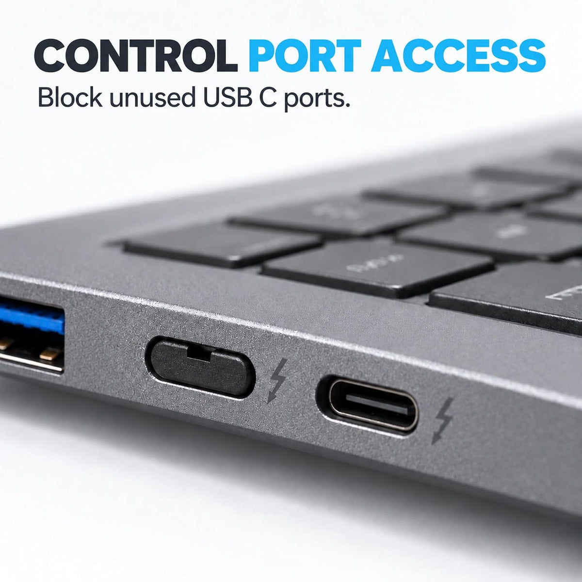 USB-C Port Blockers 25 Pack with 2 Keys, Secure Fit and Easy Removal, Black - Image 6