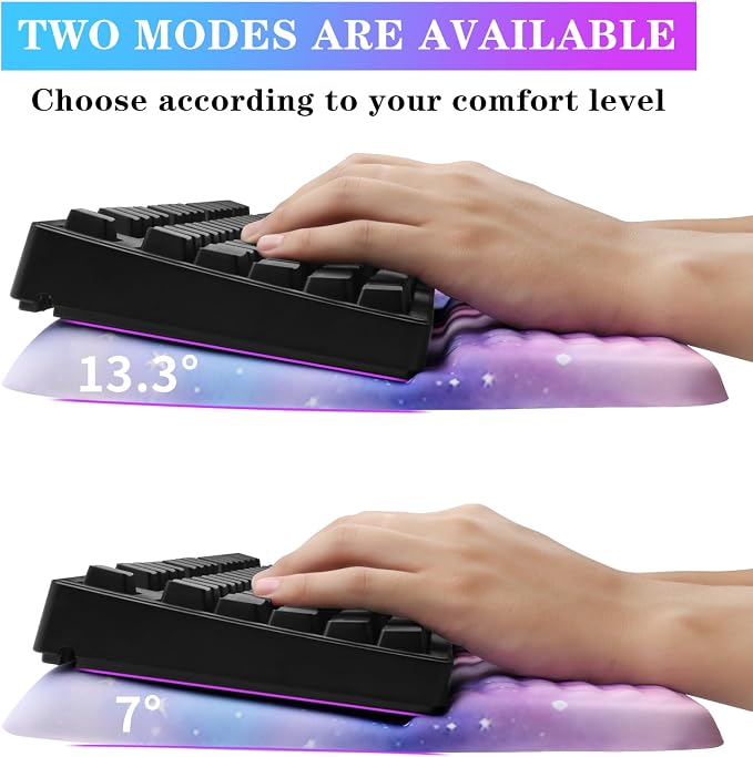Computer Keyboard Stand with Wrist Rest, Ergonomic Tilted Keyboard Holder - Keyboard Riser with Wrist Pad - Keyboard Tray Support for Office Home -Colorful Stars - Image 2