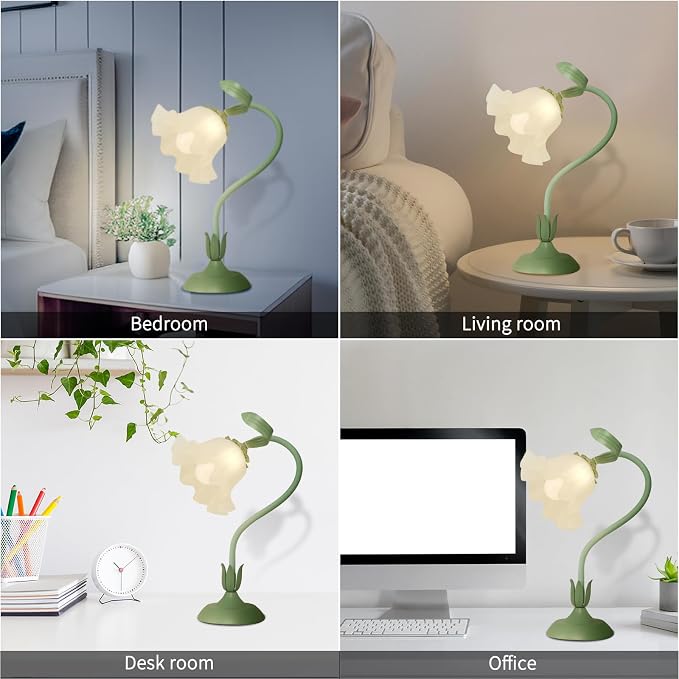 Cute Flower Desk Lamp, 3 Color Temperature Table Lamp with LED Bulb, Vintage Bedside Lamps, Reading Lamps with Soft Light for Bedroom, Living Room - Image 7